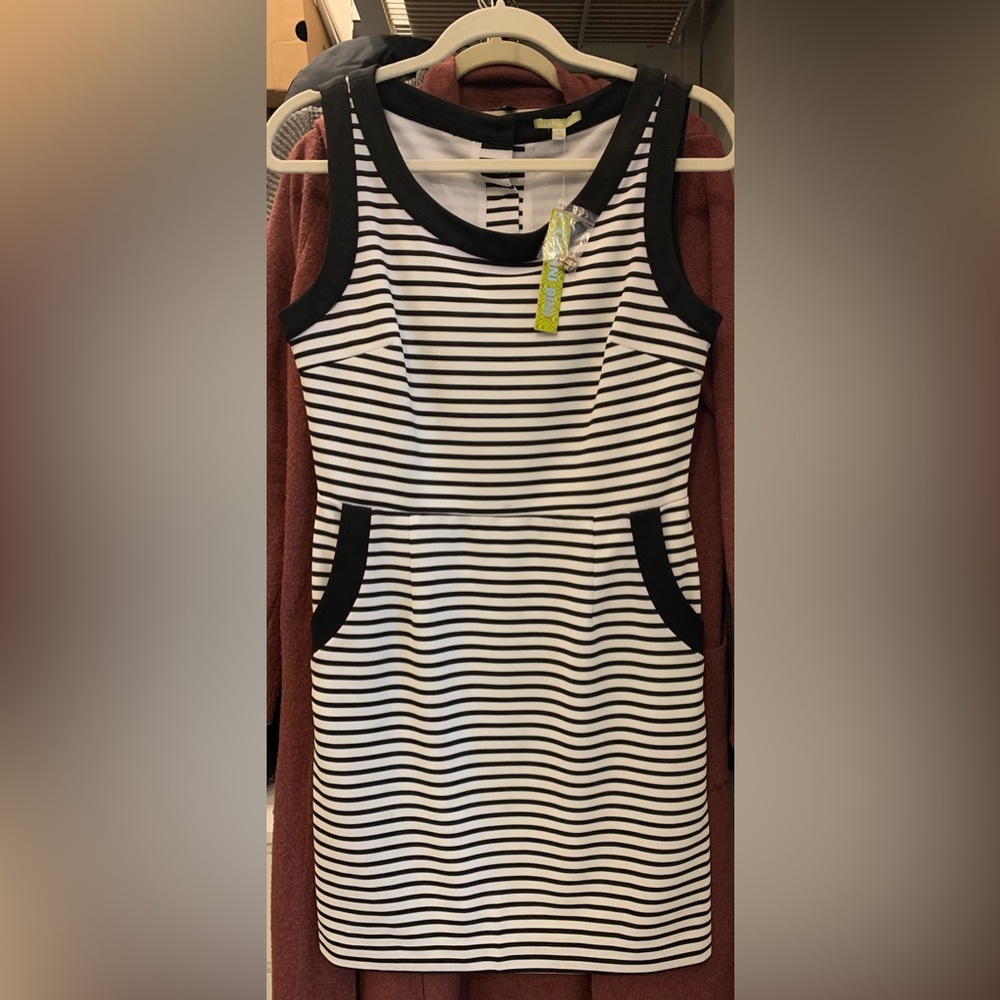 NWT SZ medium Gianni Bini black and white striped dress